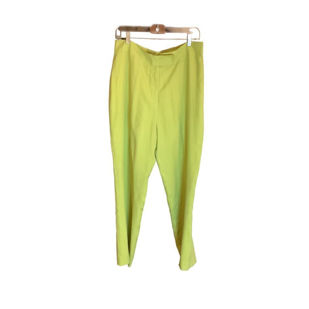 Crossing Pointe Silk Pants 18 Lime Slits Quiet Luxury Beachy